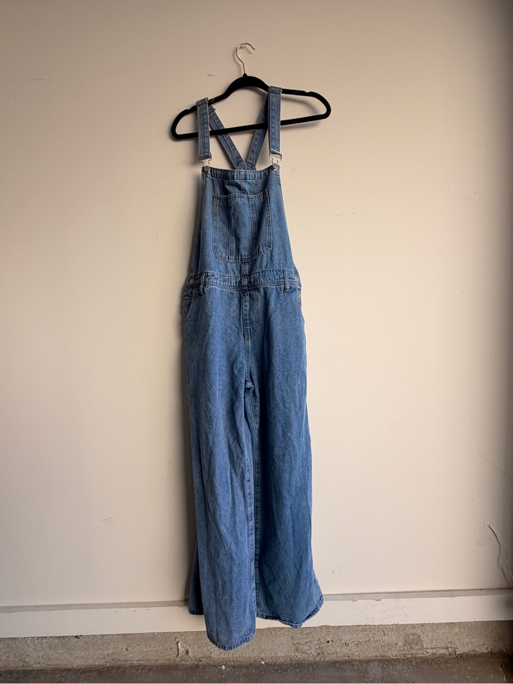SHEIN Light Blue Denim Wide-Leg Overalls